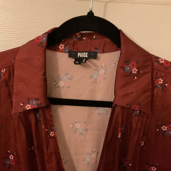 PAIGE Wmns Parisa Mini Wrap Dress W/Long Sleeves in Velvet Red Multi Size m - Picture 4 of 15